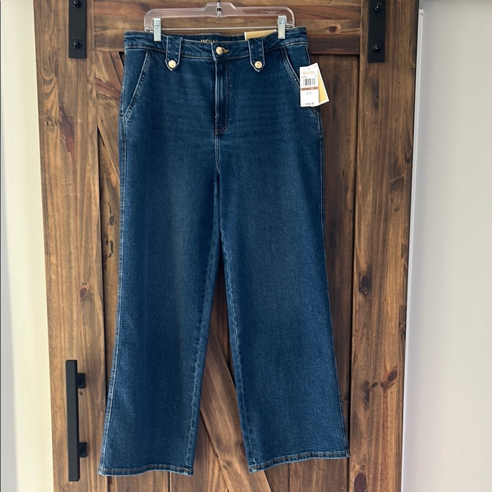 NWT Michael Kors Selma Wide Leg High Rise Denim